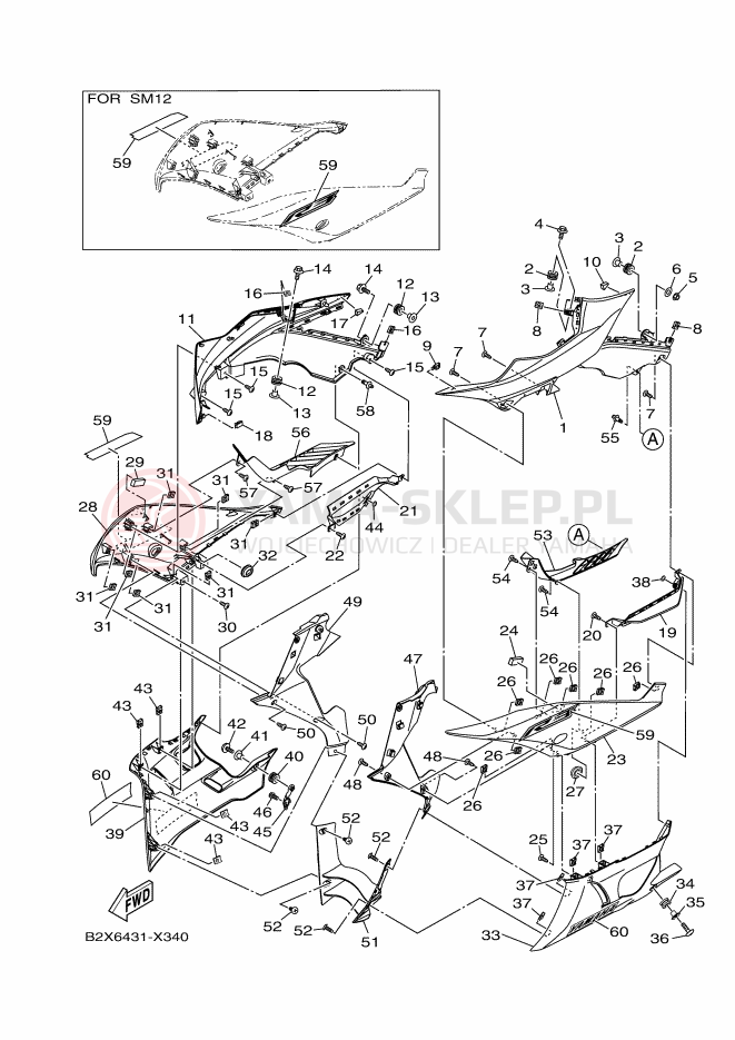 Schemat "elementy nadwozia" do Yamaha YZF-R3