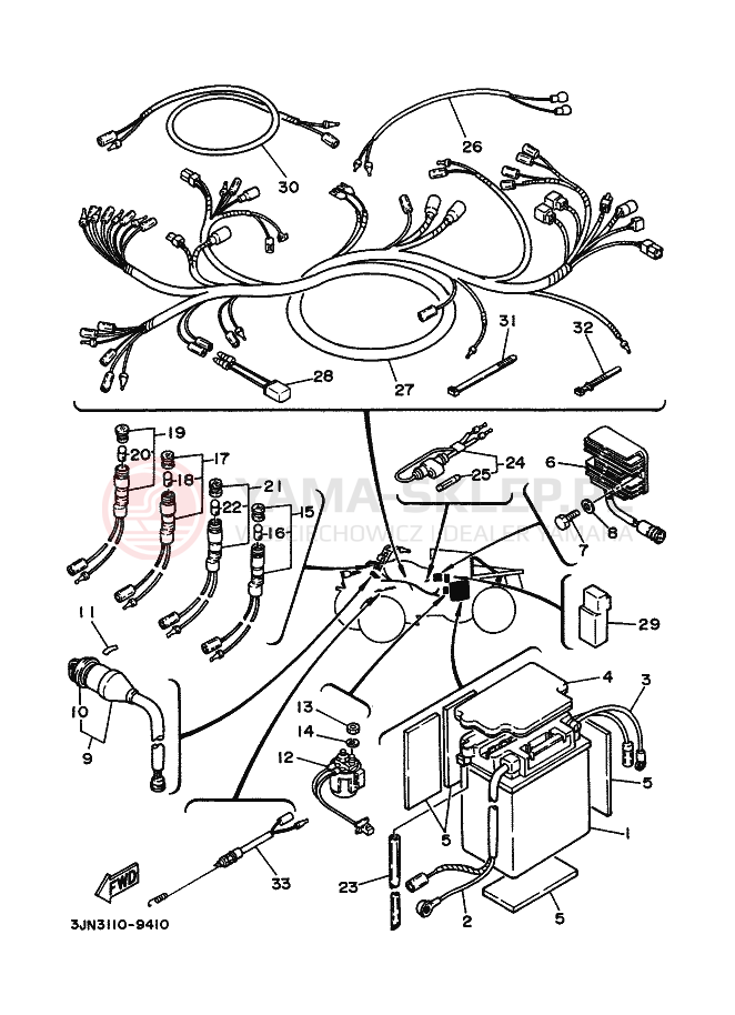 Schemat "układ elektryczny" do Yamaha YFU1T