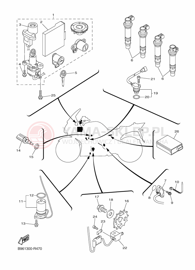 Schemat "układ elektryczny" do Yamaha FJR1300AE