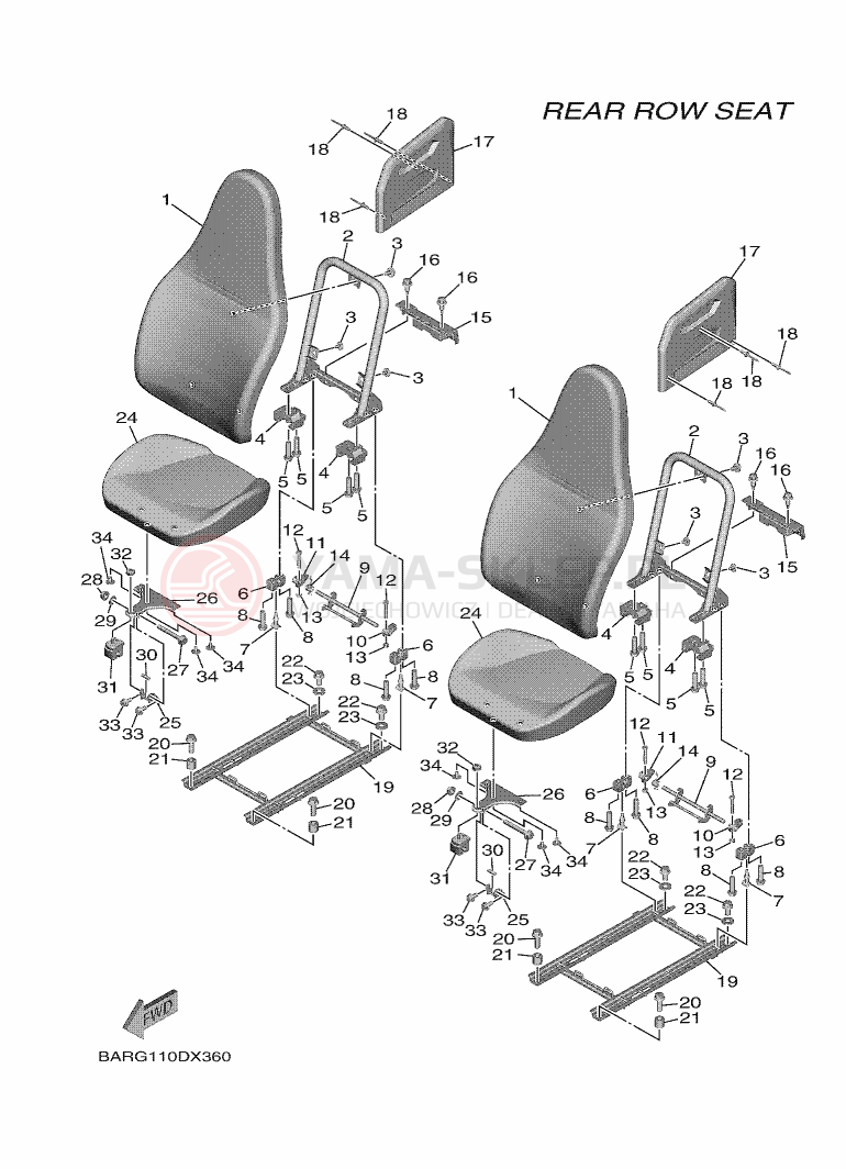 Schemat "SEAT" do Yamaha WOLVERINE X4 850 SE