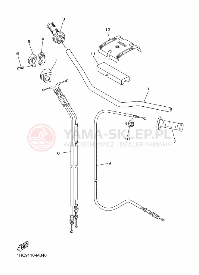 Schemat "Kierownica i osprzęt" do Yamaha WR250F