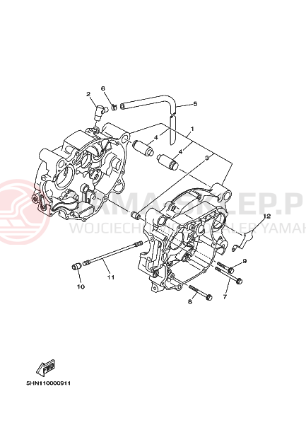 Schemat "Pokrywa silnika" do Yamaha TT-R90