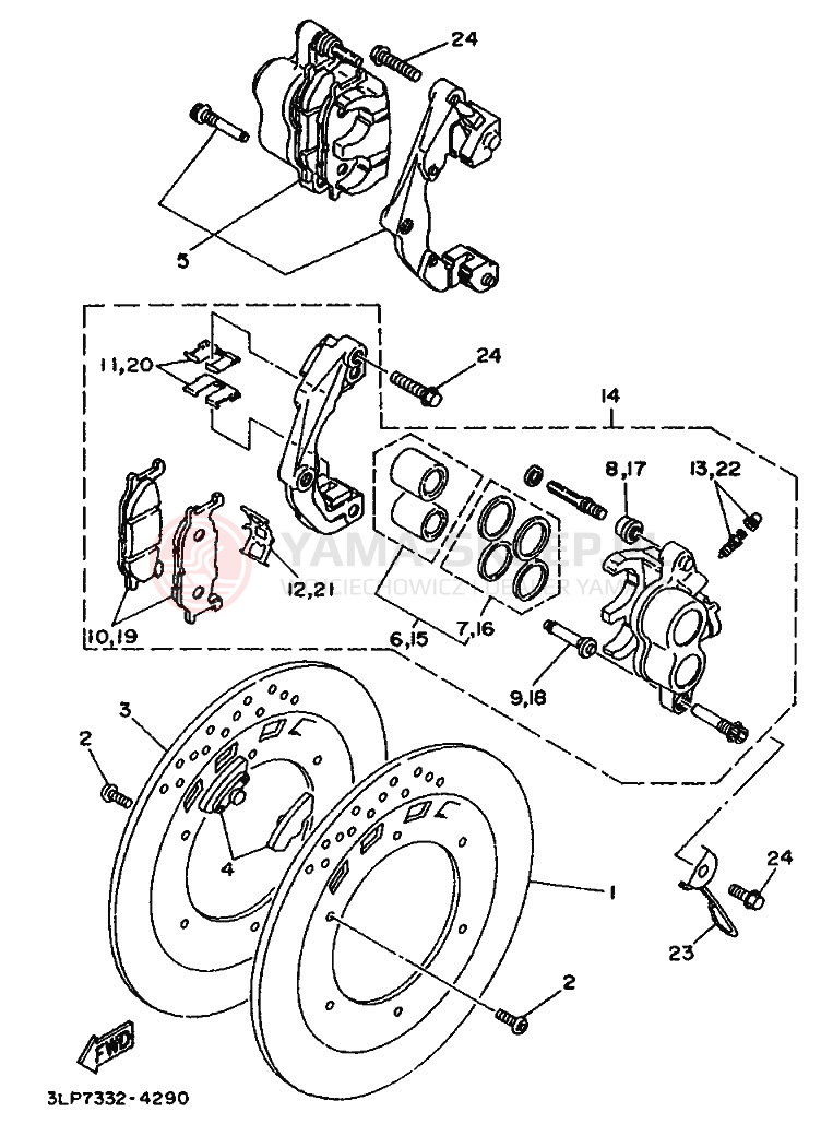 Schemat "Koło przód" do Yamaha XV750 VIRAGO