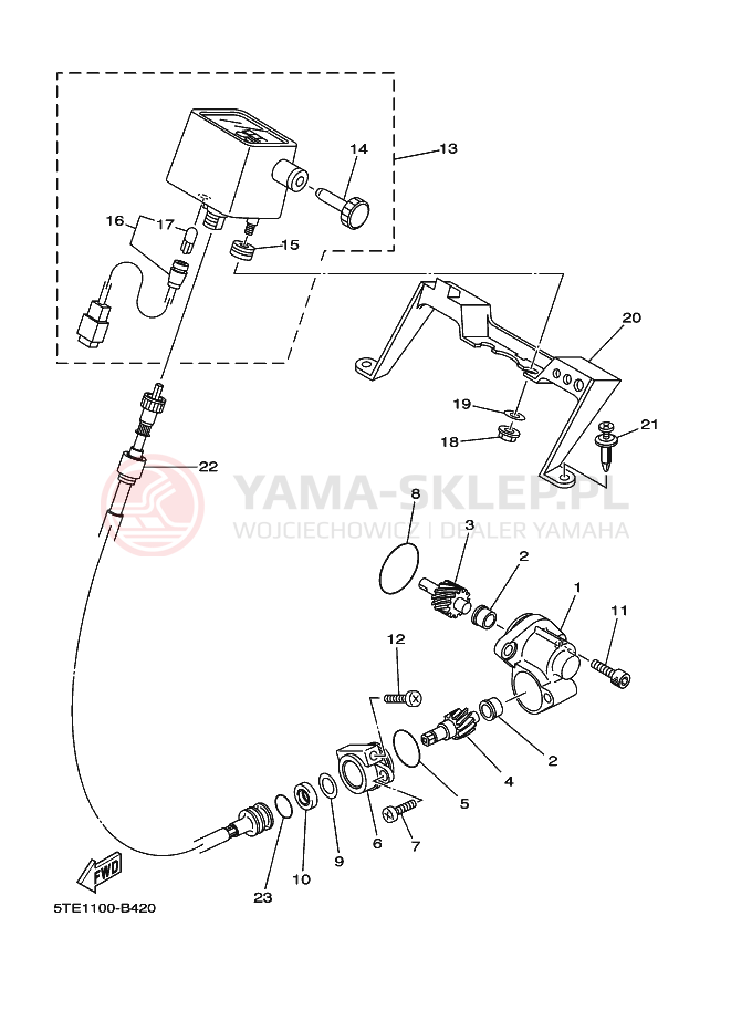 Schemat "licznik" do Yamaha KODIAK 4WD