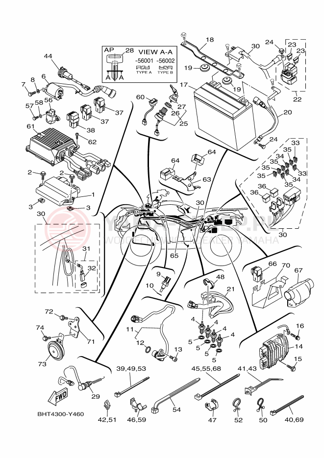 Schemat "układ elektryczny" do Yamaha KODIAK 450 EPS