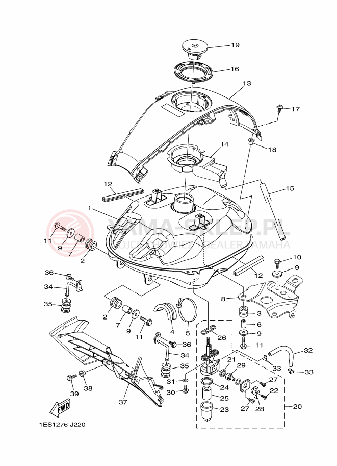 Schemat "zbiornik paliwa" do Yamaha FZ16