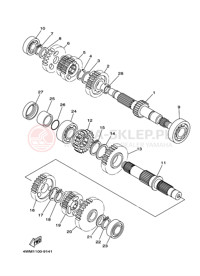 Schemat "Skrzynia biegów " do Yamaha XV1600 XV1600A