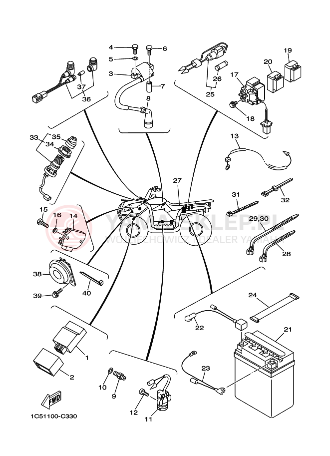 Schemat "układ elektryczny" do Yamaha GRIZZLY