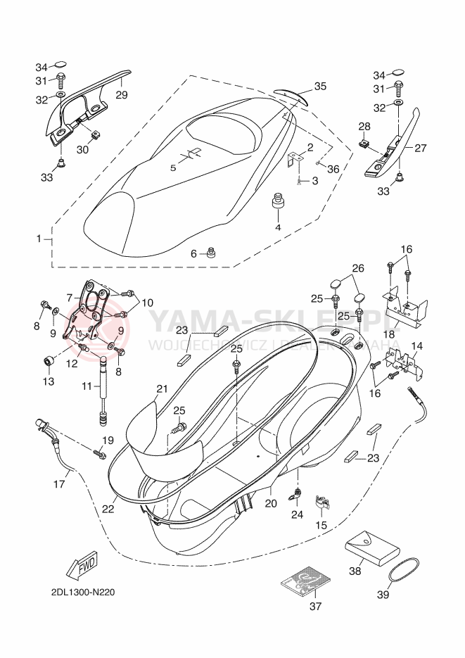 Schemat "siedzenie" do Yamaha X-MAX 250