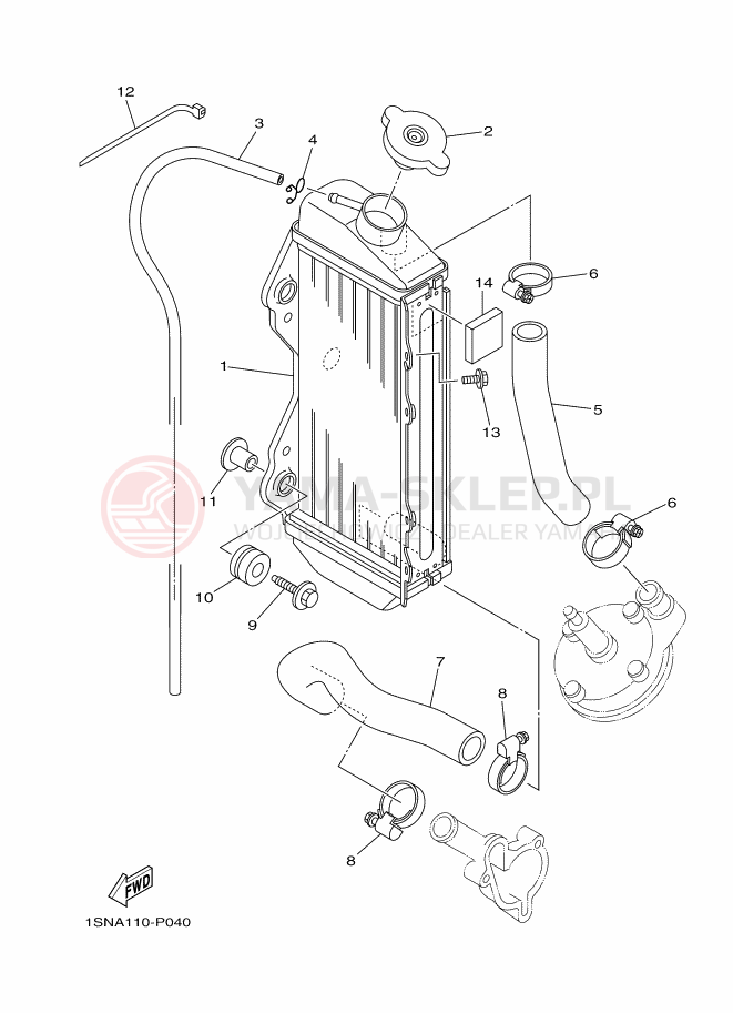 Schemat "Układ chlodzenia" do Yamaha YZ85LW