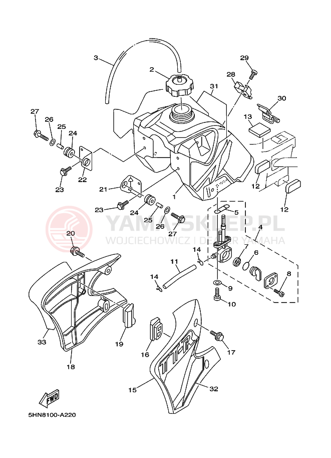 Schemat "zbiornik paliwa" do Yamaha TT-R90