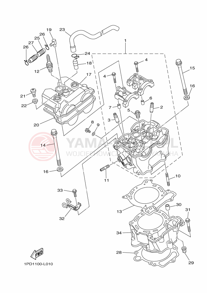 Schemat "cylinder" do Yamaha YFZ450B