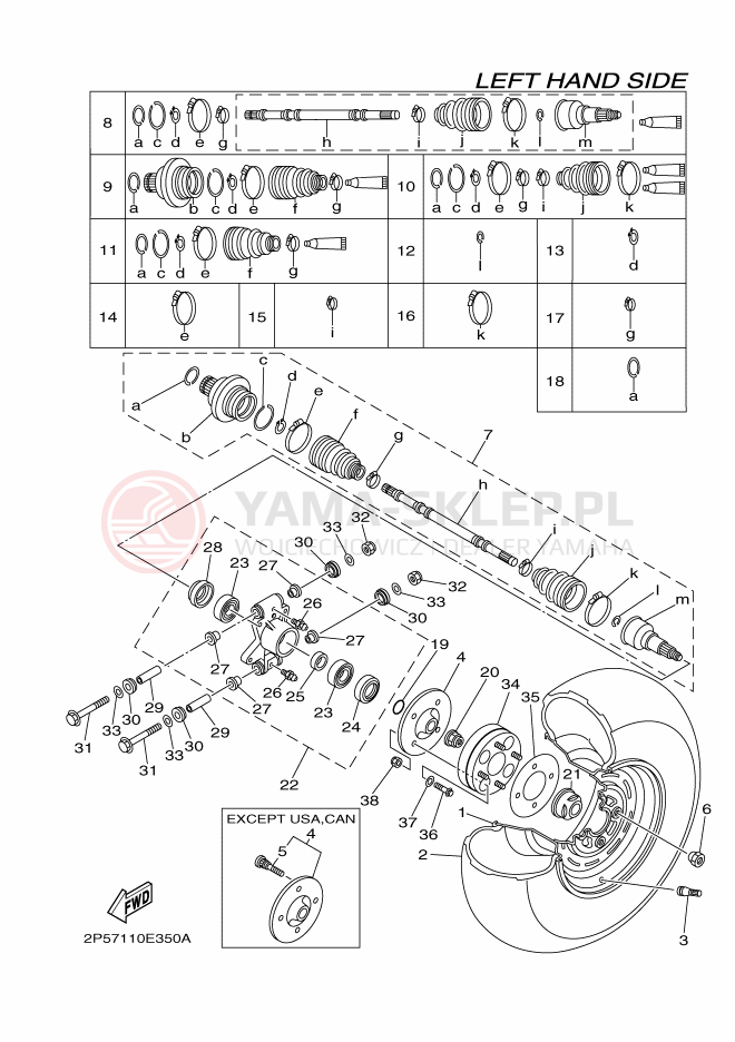 Schemat "Koło tył" do Yamaha RHINO