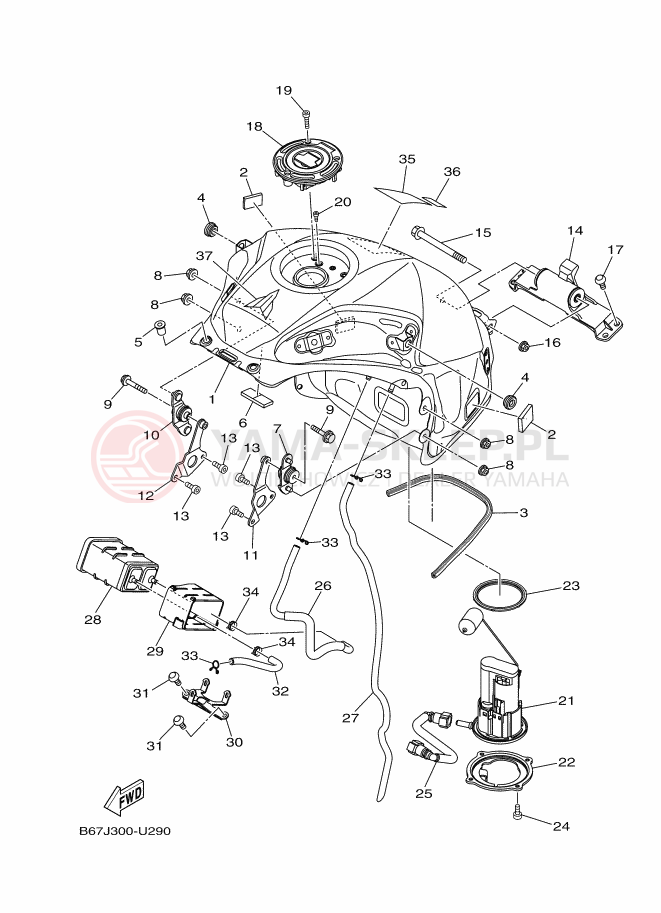 Schemat "zbiornik paliwa" do Yamaha MT-10