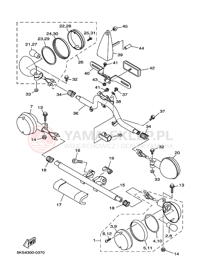 Schemat "kierunkowskazy" do Yamaha XVS1100A DRAGSTAR 1100 CLASSIC