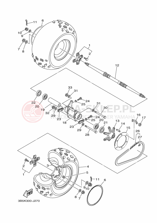 Schemat "Koło tył" do Yamaha BANSHEE