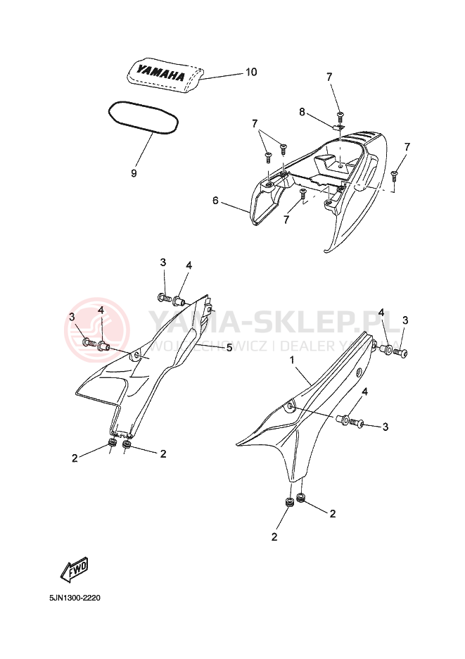 Schemat "Pokrywa boczna" do Yamaha BT1100