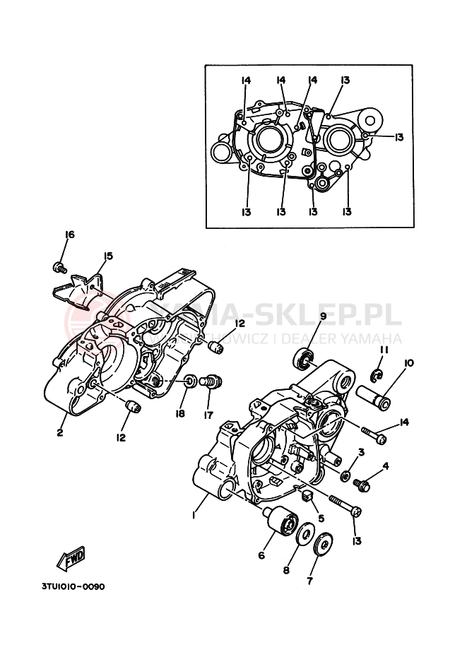 Schemat "Obudowa silnika" do Yamaha TZ50