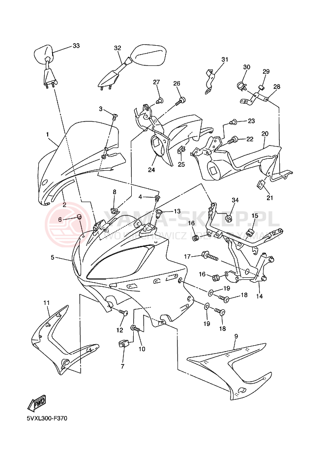 Schemat "Obudowa silnika" do Yamaha FZ6-S FAZER