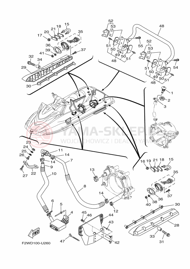 Schemat "HULL & DECK" do Yamaha GP1800R HO