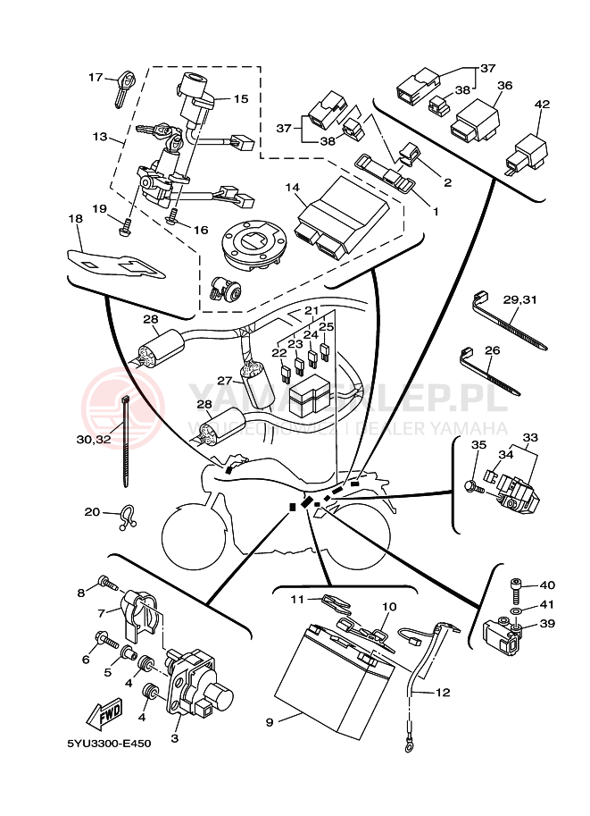 Schemat "układ elektryczny" do Yamaha MT01