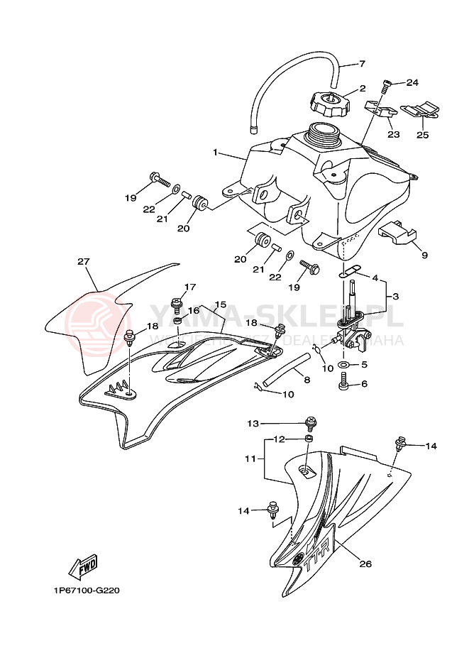 Schemat "zbiornik paliwa" do Yamaha TT-R50E