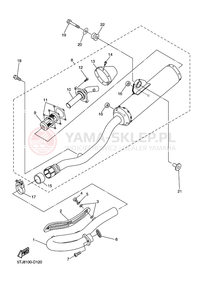 Schemat "Wydech końcowy" do Yamaha WR250F
