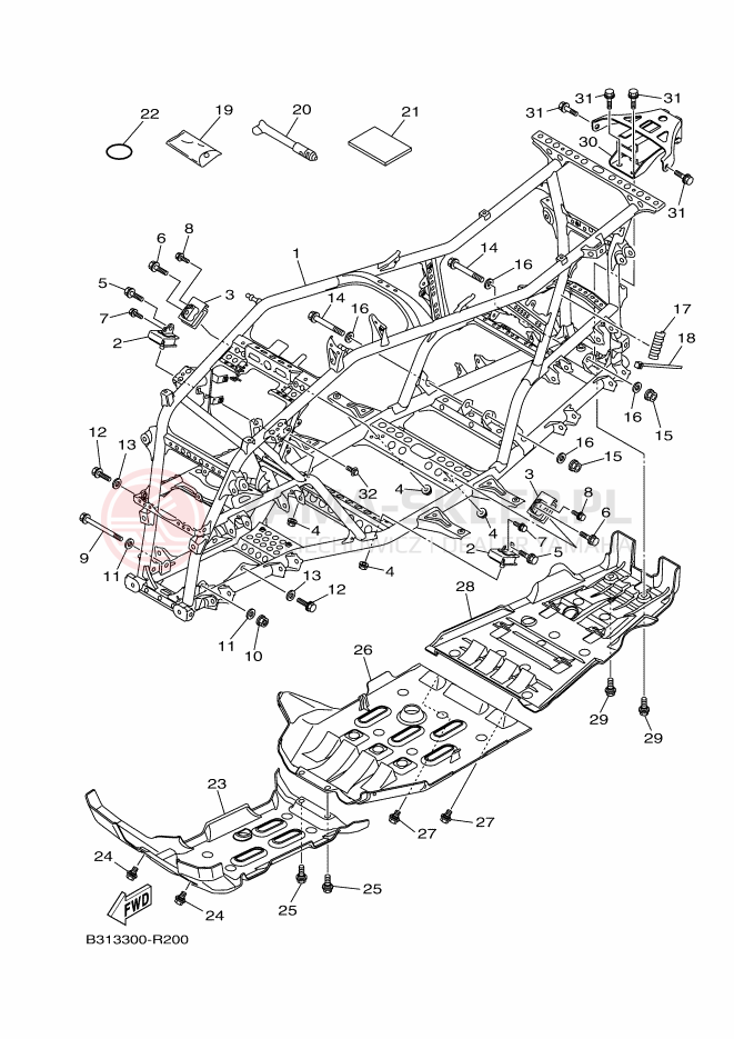 Schemat "rama" do Yamaha YFM700FWAD GRIZZLY 700 EPS