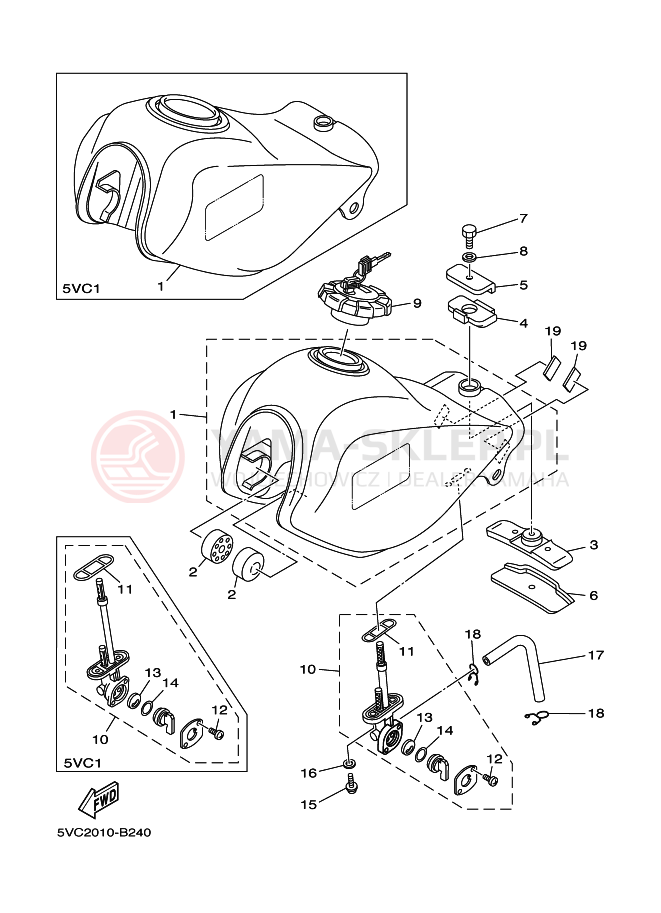 Schemat "zbiornik paliwa" do Yamaha TW225E