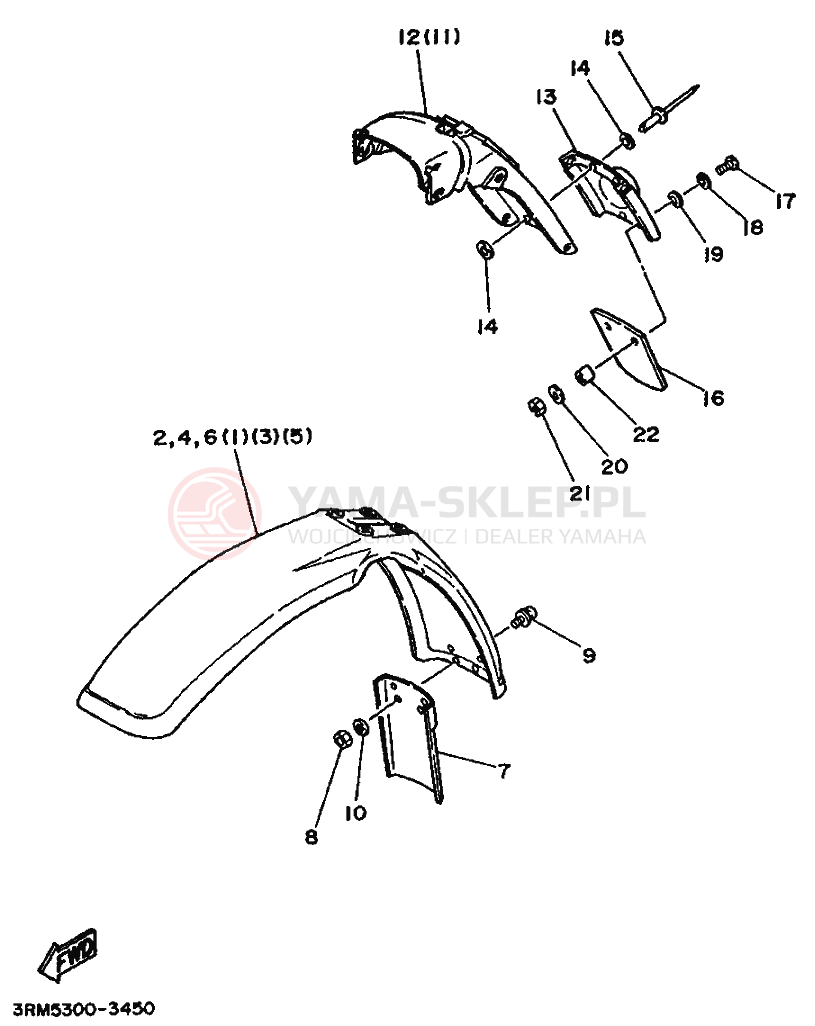 Schemat "Zawieszenie przód" do Yamaha DT125R