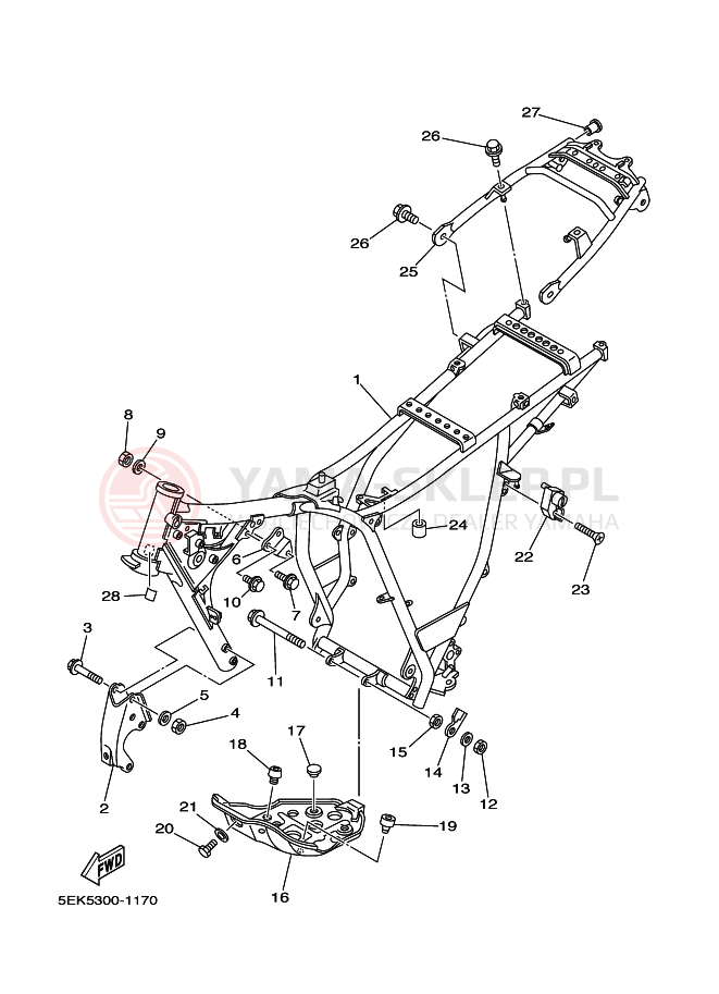 Schemat "rama" do Yamaha TW125