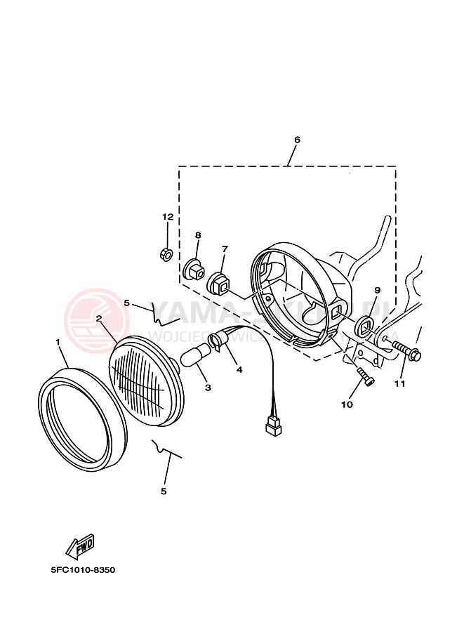 Schemat "Lampa przód" do Yamaha RZ50