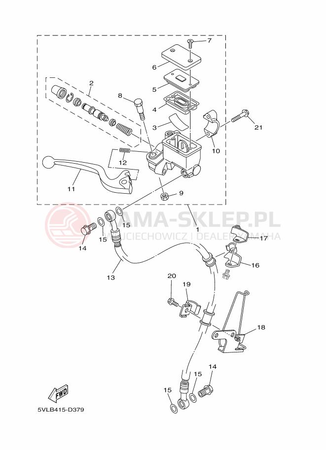 Schemat "Pompa hamulcowa przednia" do Yamaha YBR125E