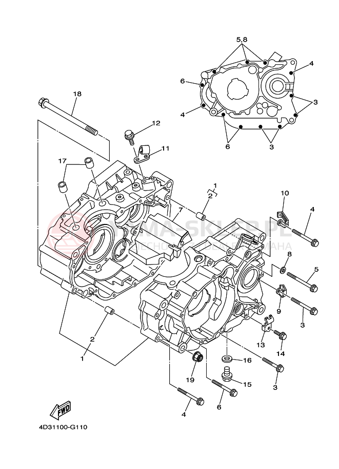 Schemat "Pokrywa silnika" do Yamaha YFM250R