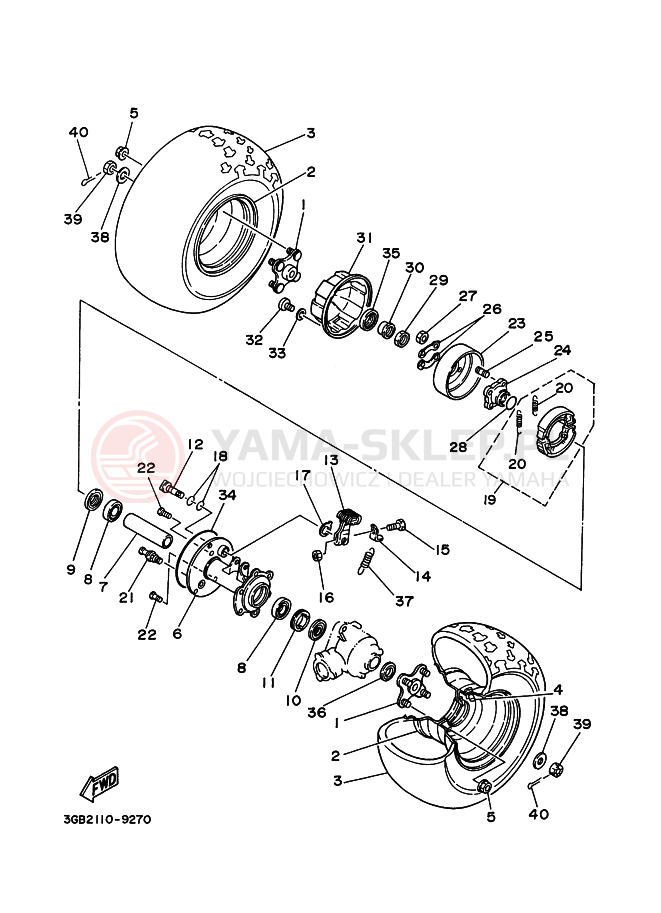 Schemat "Koło tył" do Yamaha YFM100