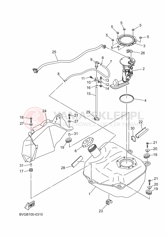 Schemat "zbiornik paliwa" do Yamaha GRIZZLY 700 EPS