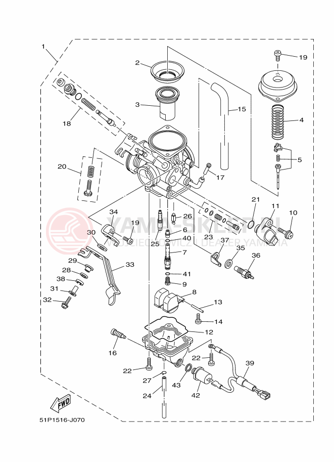 Schemat "Gaźnik" do Yamaha YBR125ESD