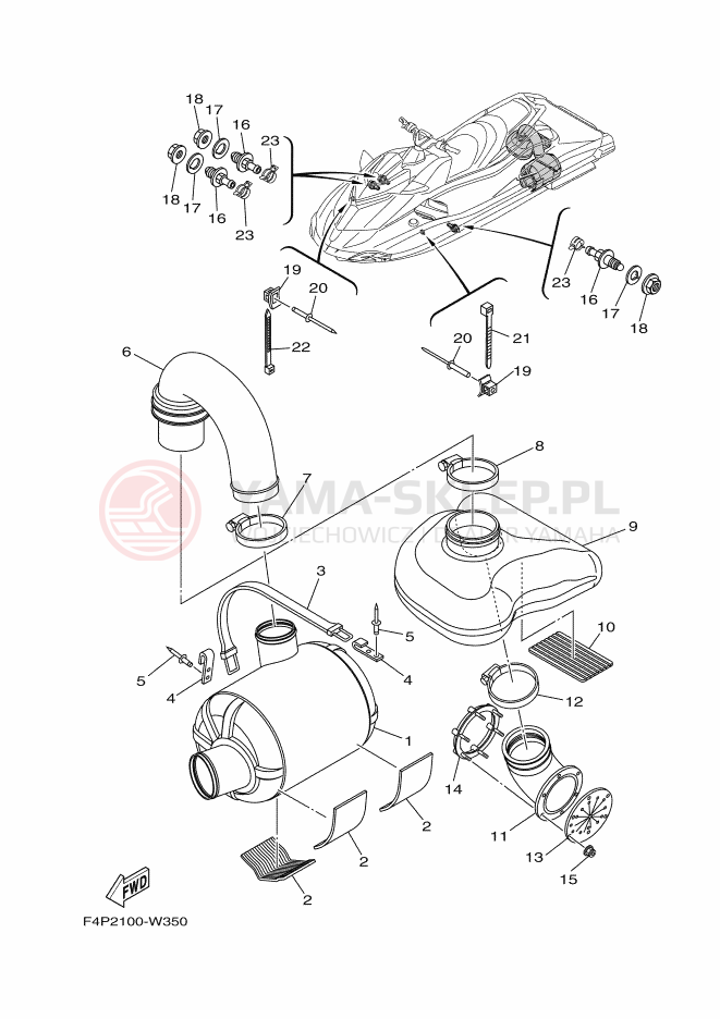Schemat "wydech" do Yamaha GP1800C