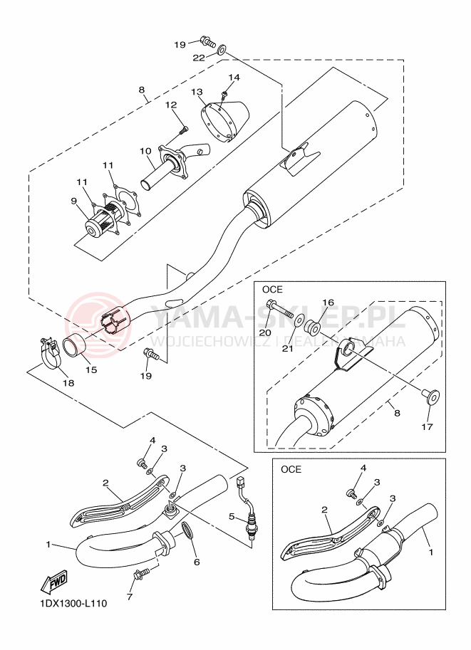 Schemat "Wydech końcowy" do Yamaha WR450F