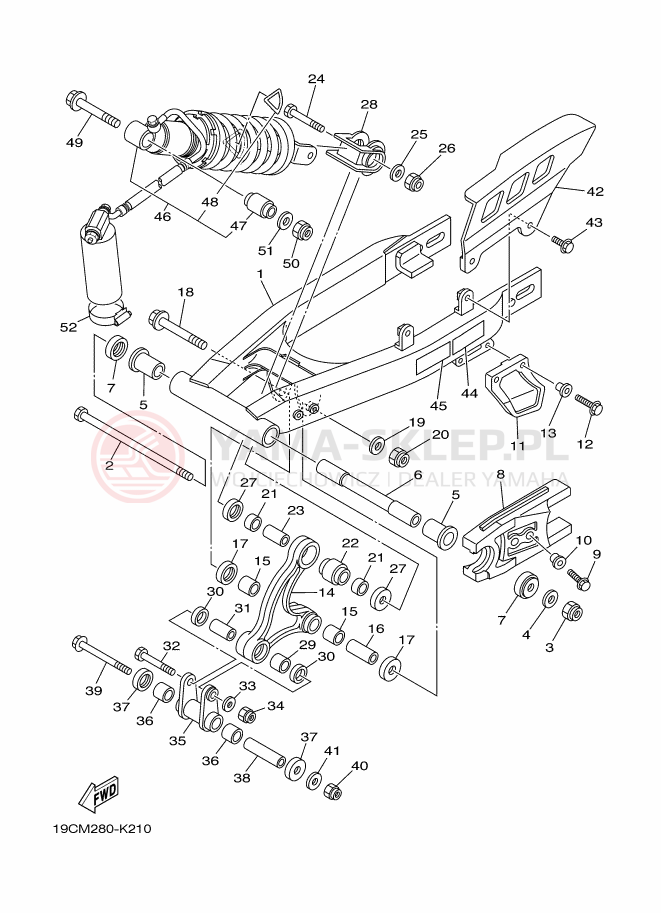 Schemat "wahacz, zawieszenie tył" do Yamaha TT-R125LWE