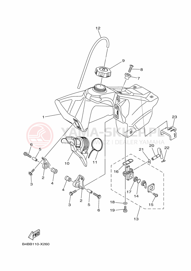 Schemat "zbiornik paliwa" do Yamaha YZ85