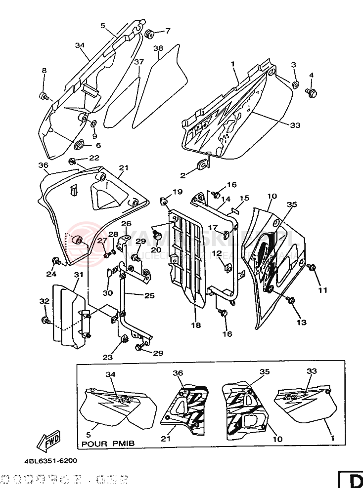 Schemat "Pokrywa boczna" do Yamaha DT125RE
