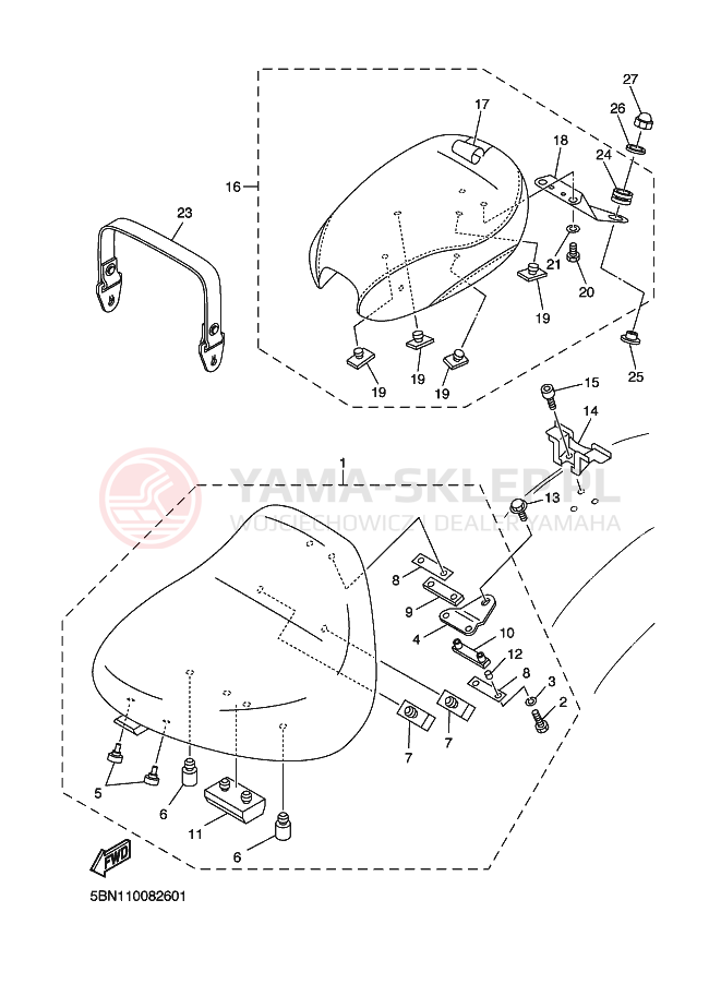 Schemat "siedzenie" do Yamaha XVS650A DRAGSTAR CLASSIC