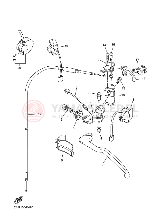 Schemat "Kierownica i osprzęt" do Yamaha WR250F
