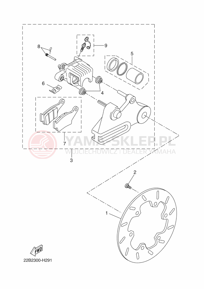 Schemat "Zacisk hamulcowy tylny" do Yamaha WR125X
