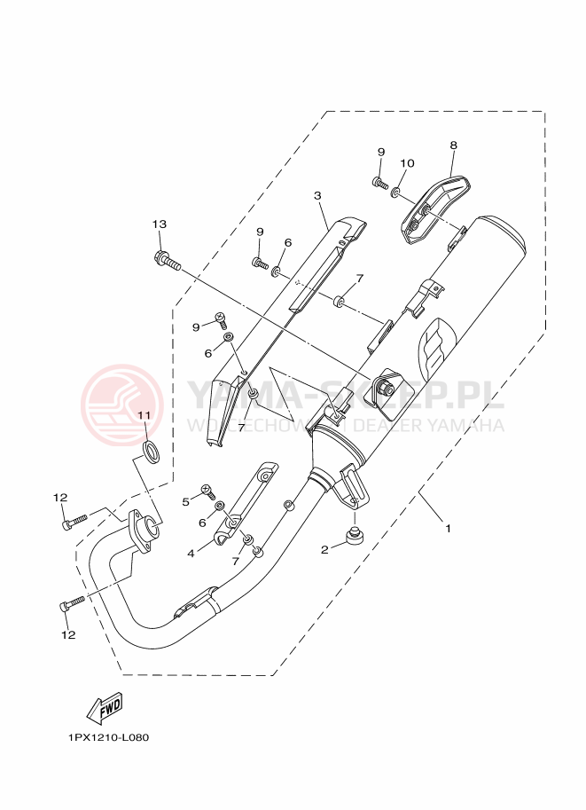 Schemat "Wydech końcowy" do Yamaha YBR125E