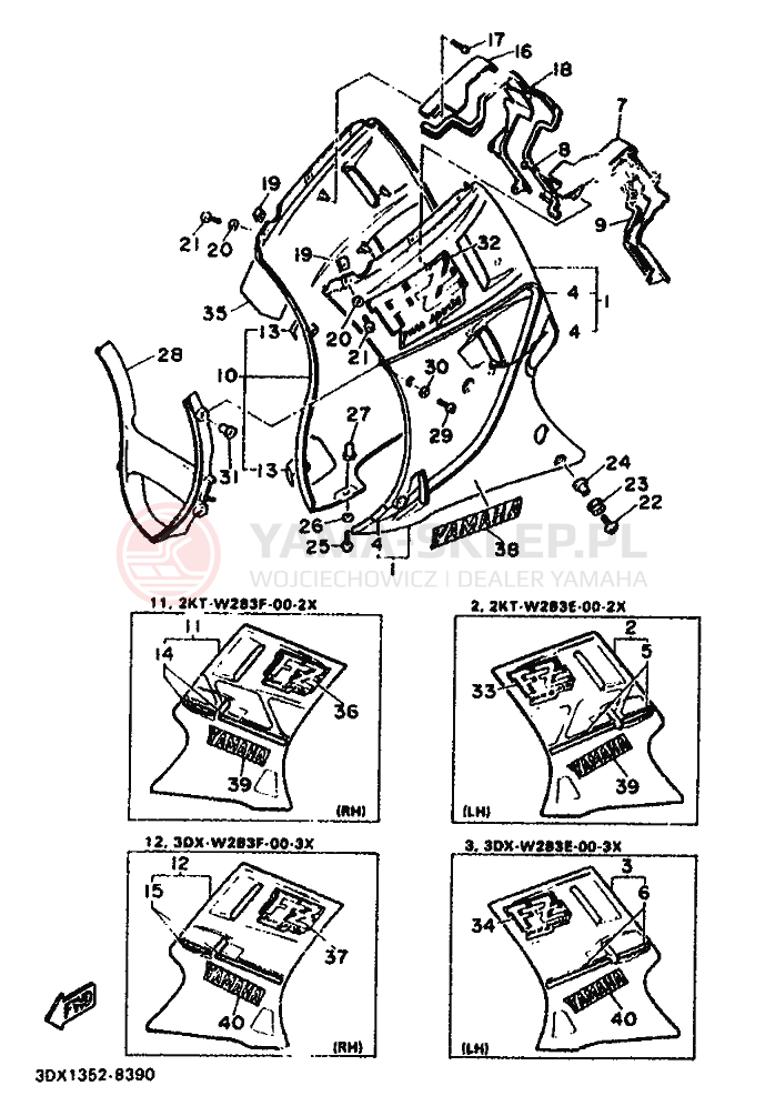 Schemat "POKRYWA SILNIKA 2" do Yamaha FZ750 GENESIS