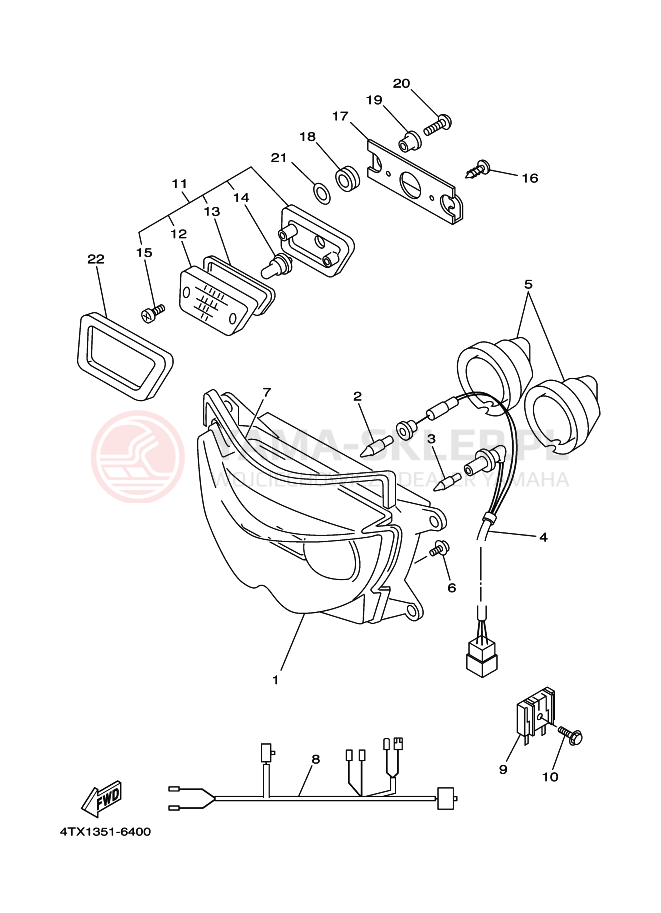 Schemat "Lampa przód" do Yamaha TDM850