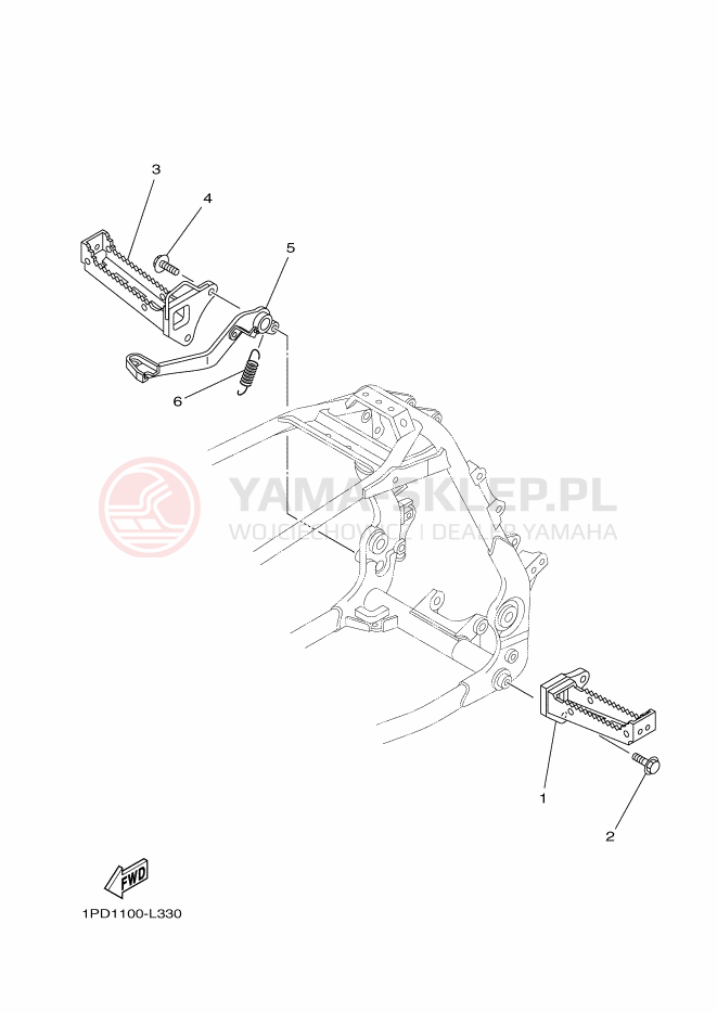 Schemat "Stopka postojowa i podnóżki" do Yamaha YFZ450D