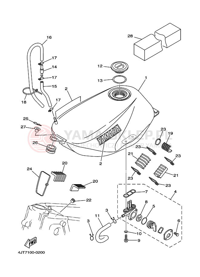 Schemat "zbiornik paliwa" do Yamaha TZ125
